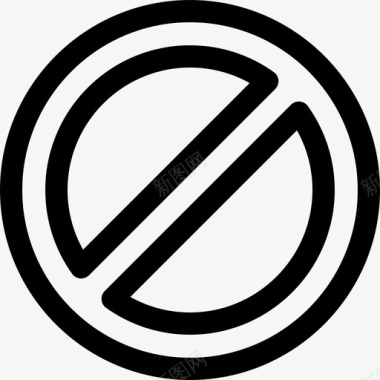 禁止等候交通标志3直线图标图标