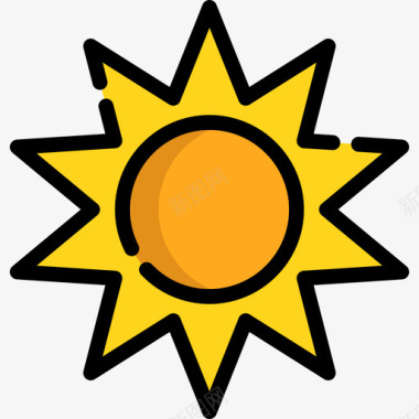 太阳暑假11线性颜色图标图标