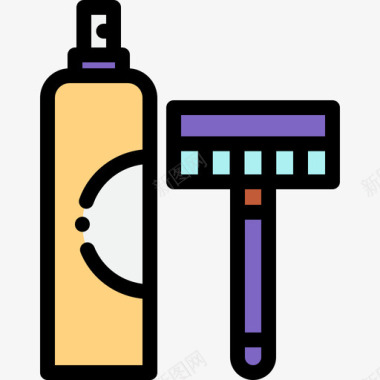 剃须浴室用品线性颜色图标图标
