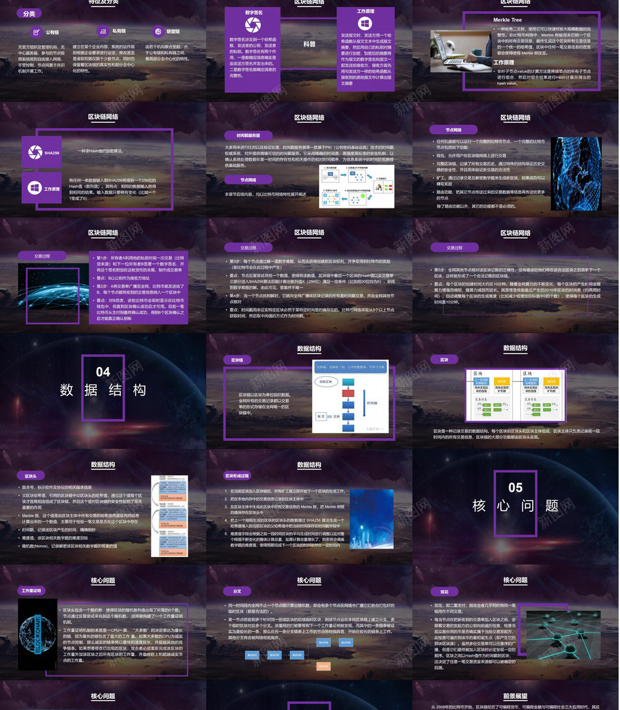 紫色炫酷科技风区块链介绍PPT模板_新图网 https://ixintu.com 介绍 区块 炫酷 科技 紫色