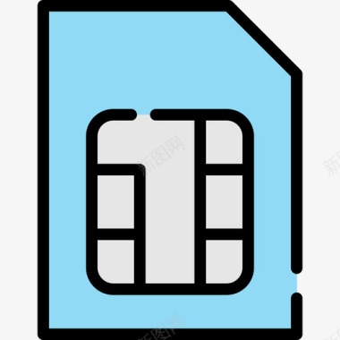 Sim卡电子元件3线性颜色图标图标