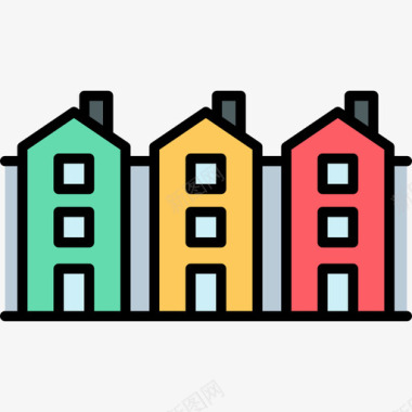 房屋建筑物20线性颜色图标图标