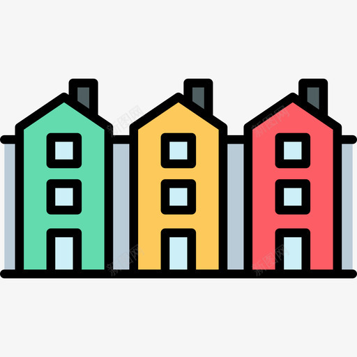 房屋建筑物20线性颜色图标svg_新图网 https://ixintu.com 建筑物20 房屋 线性颜色