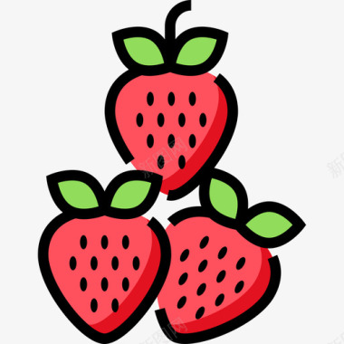 草莓夏季食品饮料4线性颜色图标图标