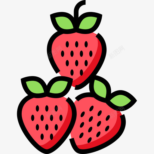草莓夏季食品饮料4线性颜色图标svg_新图网 https://ixintu.com 夏季食品饮料4 线性颜色 草莓