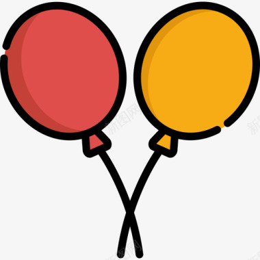 气球玩具17线性颜色图标图标
