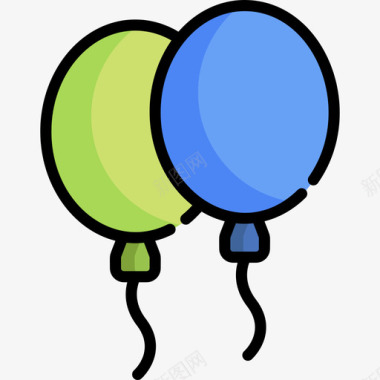 气球游乐场11线性颜色图标图标