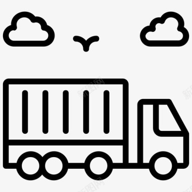货运卡车货运起重机集装箱起重机图标图标