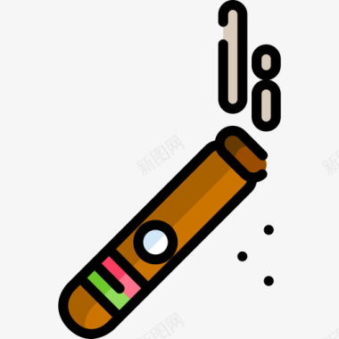 雪茄死亡日4线性颜色图标图标