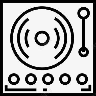 转盘录音室5线性图标图标
