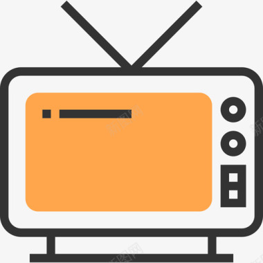 电视复古科技黄影图标图标