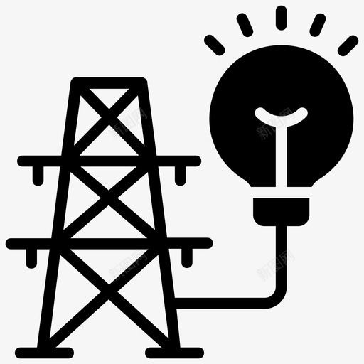 电能电灯泡电杆图标svg_新图网 https://ixintu.com 电 电塔 电杆 电灯泡 电能 能量符号图标