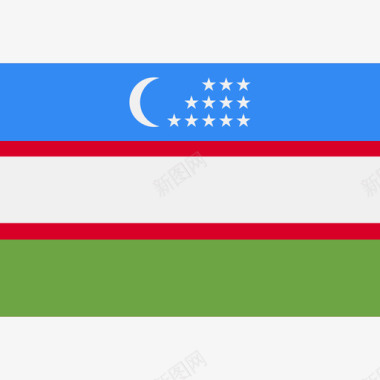 乌兹别克斯坦长方形国家简旗图标图标