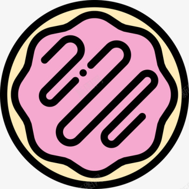 甜甜圈面包店12线性颜色图标图标