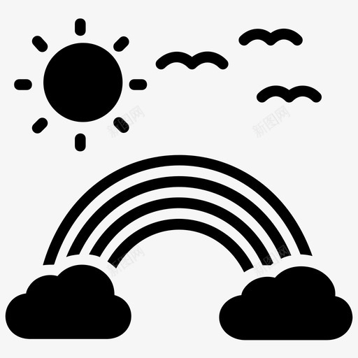 彩虹雨天天气图标svg_新图网 https://ixintu.com 天气 天空彩虹 彩虹 野营雕文图标 雨天