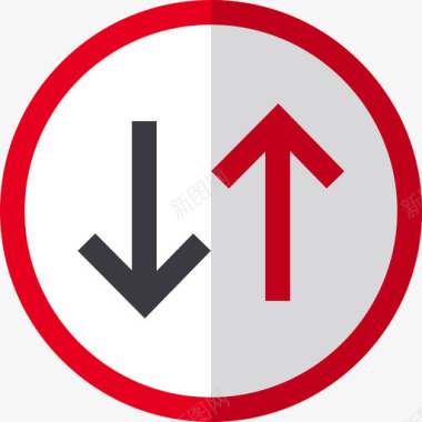 双向交通标志4平坦图标图标