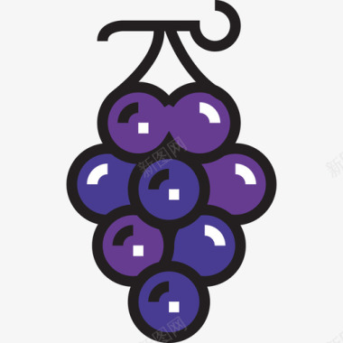 葡萄健康食品10原色图标图标
