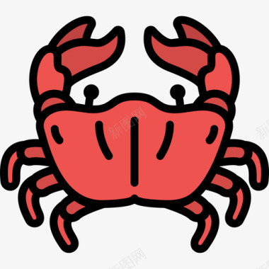 螃蟹动物3线形颜色图标图标