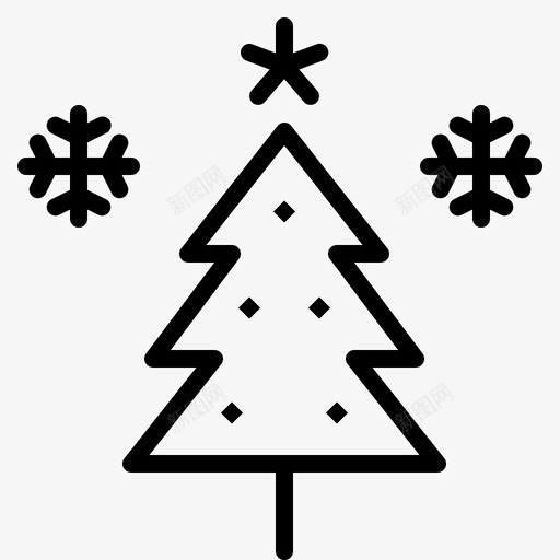 圣诞树雪星星图标svg_新图网 https://ixintu.com 冬天 圣诞树 季节 星星 雪