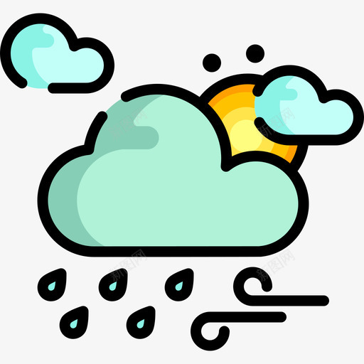 雨73号天气线性颜色图标svg_新图网 https://ixintu.com 73号天气 线性颜色 雨