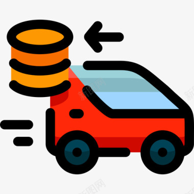 货币汽车和驾驶线性颜色图标图标