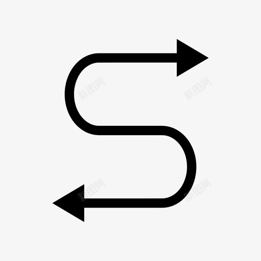 箭头连接曲线图标svg_新图网 https://ixintu.com 方向 曲线 箭头 箭头实心细 转弯 连接