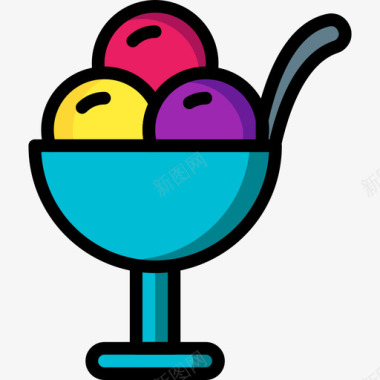 冰淇淋食品和饮料19线性颜色图标图标