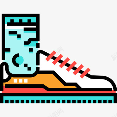 运动鞋健康生活8线性颜色图标图标