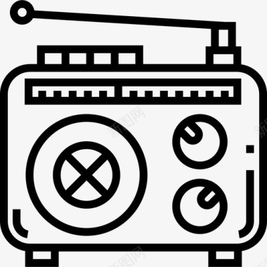 收音机录音室5线性图标图标