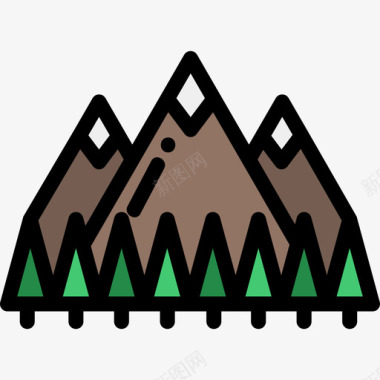 山脉冬季自然2线性颜色图标图标