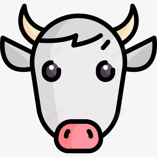 牛动物和自然2线性颜色图标svg_新图网 https://ixintu.com 动物和自然2 牛 线性颜色