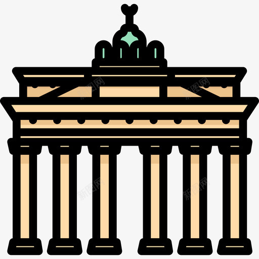 勃兰登堡门纪念碑14线性颜色图标svg_新图网 https://ixintu.com 勃兰登堡门 纪念碑14 线性颜色