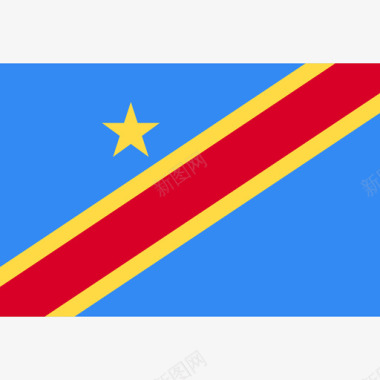 刚果民主共和国长方形国家简旗图标图标