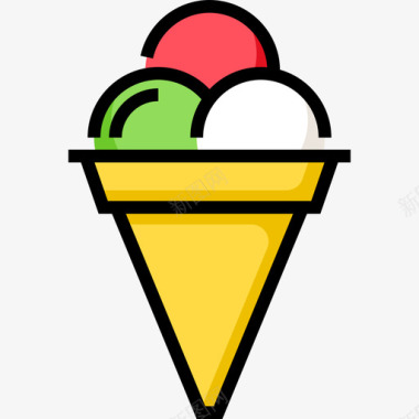冰淇淋夏季食品饮料4线性颜色图标图标