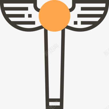 权杖埃及符号黄色阴影图标图标