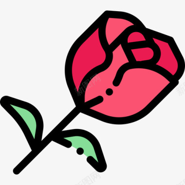 玫瑰约会应用程序9线性颜色图标图标