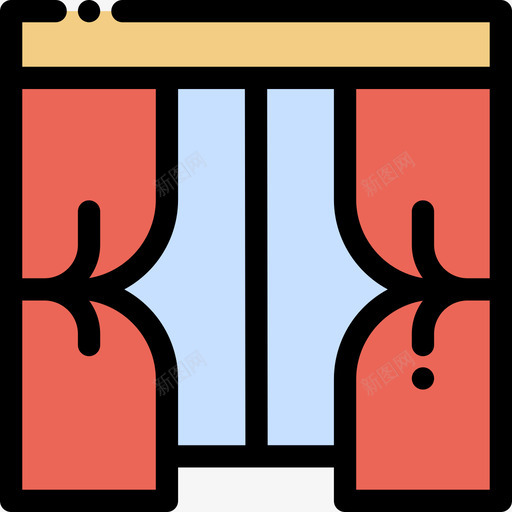 窗帘家用家具3线性颜色图标svg_新图网 https://ixintu.com 家用家具3 窗帘 线性颜色