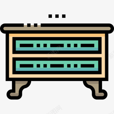 橱柜复古装饰6线性颜色图标图标