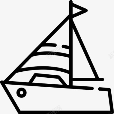帆船旅行地点表情符号线性图标图标