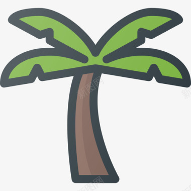 线性生态棕榈树自然图标图标