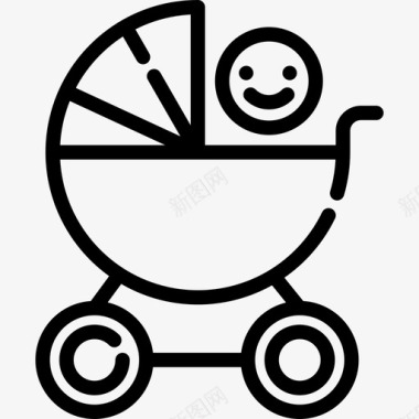 婴儿车母亲节4线性图标图标