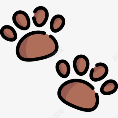 爪印动物与自然2线条颜色图标图标