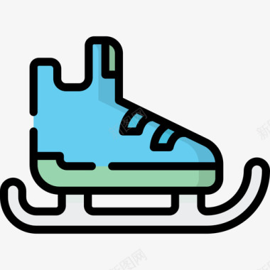 滑冰普通艺术14线条色彩图标图标