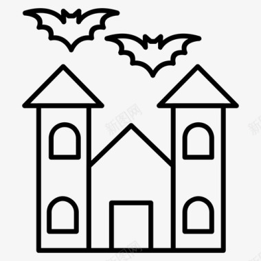 鬼屋蝙蝠万圣节图标图标