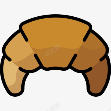 牛角面包食品甜点2线性颜色图标图标