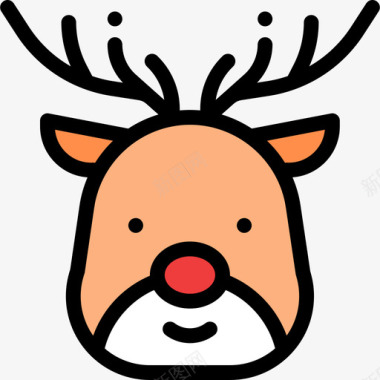驯鹿圣诞70线性颜色图标图标