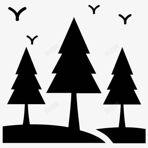 森林花园绿色植物图标svg_新图网 https://ixintu.com 树 森林 狩猎和运动员字形图标 绿色植物 花园 草地