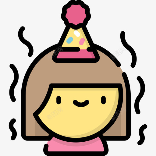 生日女孩10岁生日线性颜色图标svg_新图网 https://ixintu.com 10岁生日 生日女孩 线性颜色