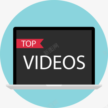 顶级视频在线和youtube平面图标图标