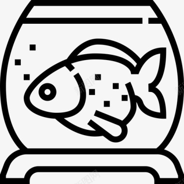 鱼缸宠物店12线性图标图标